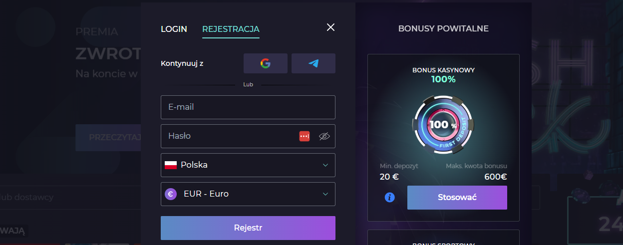 Izzi Casino rejestracja